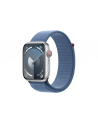 apple Watch Series 9 GPS + Cellular, 45mm Koperta z aluminium w kolorze srebrnym z opaską sportową w kolorze zimowego błękitu - nr 1