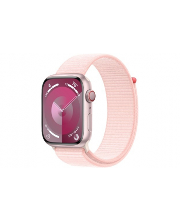 apple Watch Series 9 GPS + Cellular, 45mm Koperta z aluminium w kolorze różowym z opaską sportową w kolorze jasnoróżowym