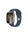 apple Watch Series 9 GPS + Cellular, 45mm Koperta ze stali nierdzewnej w kolorze srebrnym z paskiem sportowym w kolorze sztormowego błękitu - S/M - nr 1