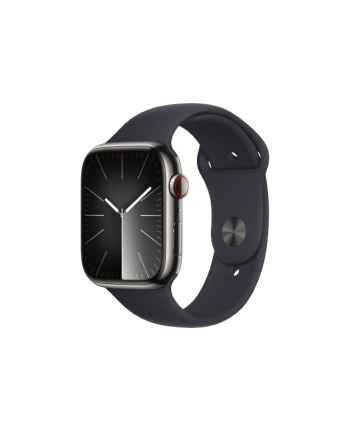 apple Watch Series 9 GPS + Cellular, 45mm Koperta ze stali nierdzewnej w kolorze mocnego grafitu z paskiem sportowym w kolorze północy - S/M