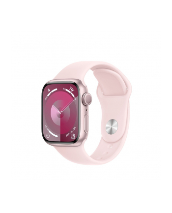apple Watch Series 9 GPS, 41mm Koperta z aluminium w kolorze różowym z paskiem sportowy w kolorze jasnoróżowym - S/M