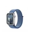 apple Watch Series 9 GPS, 45mm Koperta z aluminium w kolorze srebrnym z opaską sportową w kolorze zimowego błękitu - nr 1