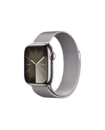 apple Watch Series 9 GPS + Cellular, 41mm Koperta ze stali nierdzewnej w kolorze srebrnym z bransoletą mediolańską w kolorze srebrnym