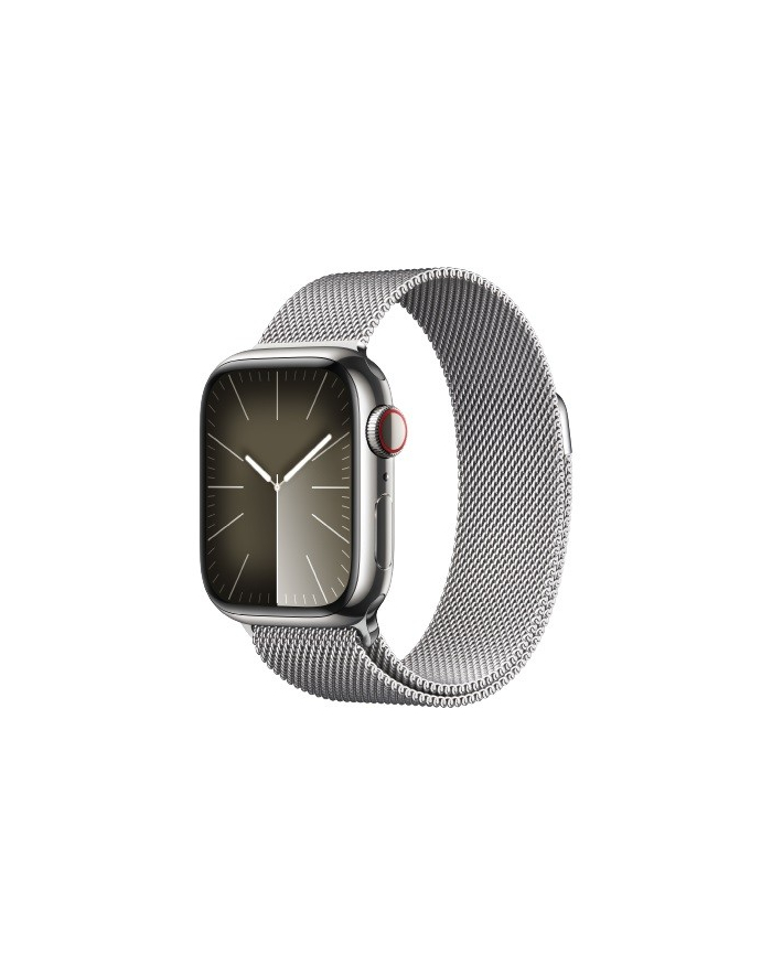 apple Watch Series 9 GPS + Cellular, 41mm Koperta ze stali nierdzewnej w kolorze srebrnym z bransoletą mediolańską w kolorze srebrnym główny