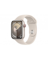 apple Watch Series 9 GPS + Cellular, 45mm Koperta z aluminium w kolorze księżycowej poświaty z paskiem sportowym w kolorze księżycowej poświaty - S/M - nr 1