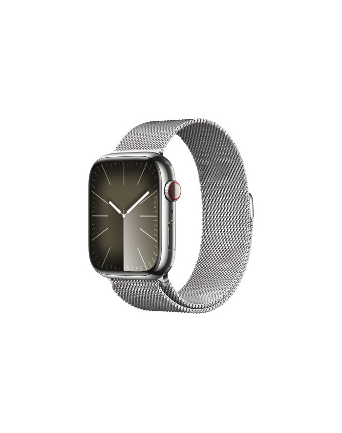 apple Watch Series 9 GPS + Cellular, 45mm Koperta ze stali nierdzewnej w kolorze srebrnym z bransoletą mediolańską w kolorze srebrnym główny