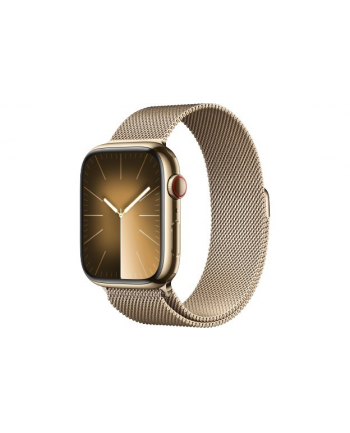 apple Watch Series 9 GPS + Cellular, 45mm Koperta ze stali nierdzewnej w kolorze złotym z bransoletą mediolańską w kolorze złotym