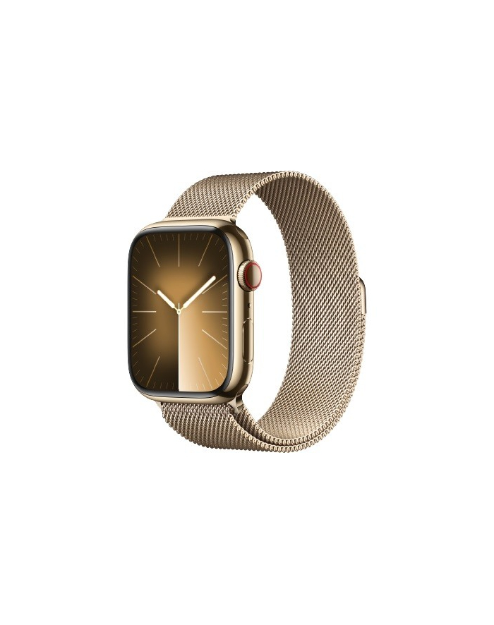 apple Watch Series 9 GPS + Cellular, 45mm Koperta ze stali nierdzewnej w kolorze złotym z bransoletą mediolańską w kolorze złotym główny