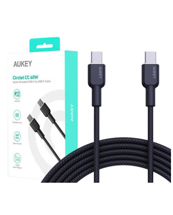 aukey CB-NCC1 nylonowy kabel USB C - USB C | 1m | 3A | 60W PD | 20V