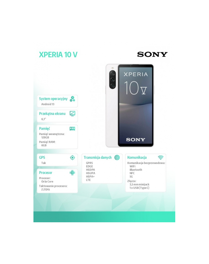 sony Smartfon XPERIA 10 V WHITE ORANGE główny