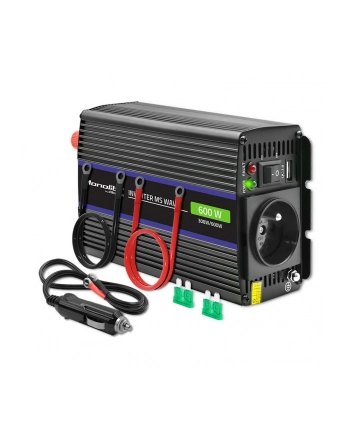 qoltec Przetwornica napięcia Monolith 600 MS Wave | 12V na 230V | 300/600W | USB