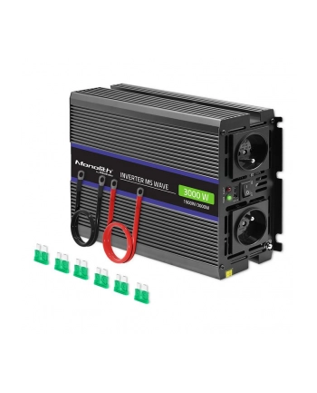 qoltec Przetwornica napięcia Monolith 3000 MS Wave | 12V na 230V | 1500/3000W | USB
