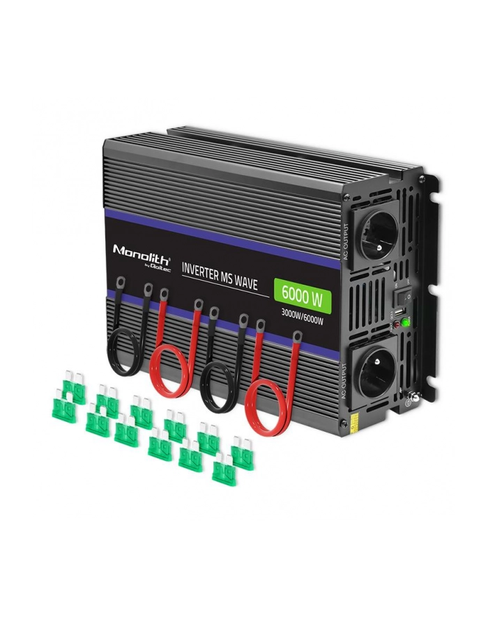 qoltec Przetwornica napięcia Monolith 6000 MS Wave | 12V na 230V | 3000/6000W | USB główny