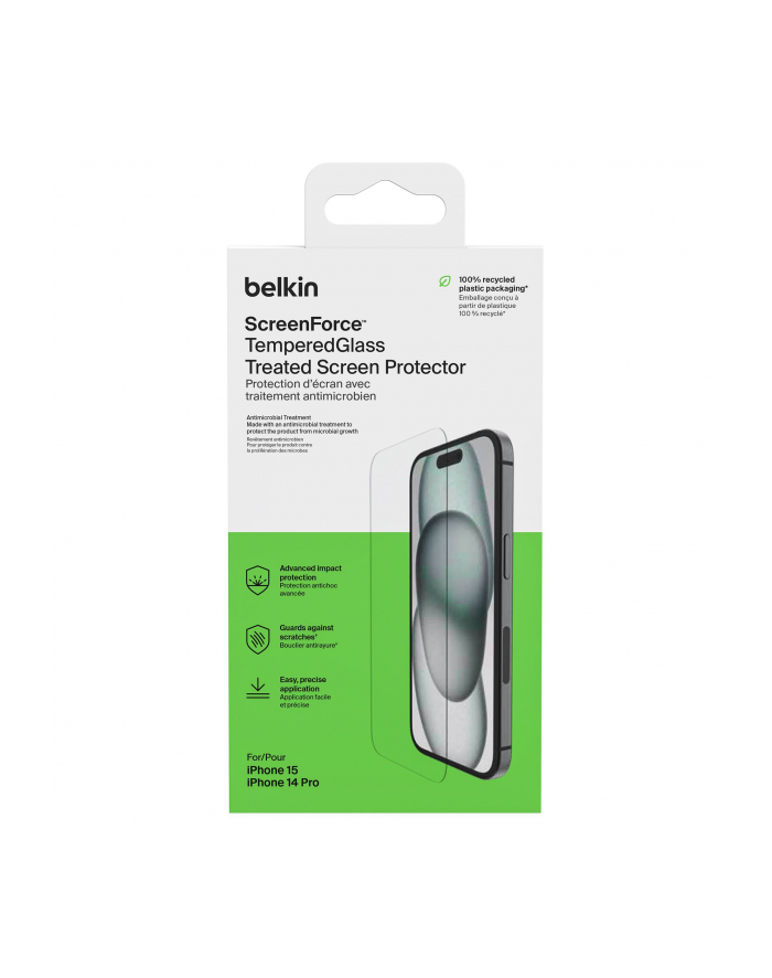 belkin Szkło ochronne ScreenForce TemperedGlass iPhone 15/14 pro główny