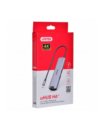 UNITEK AKTYWNY HUB USB-C 5GBPS, HDMI RJ-45 PD 100W