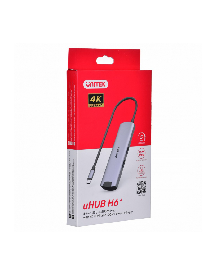 UNITEK AKTYWNY HUB USB-C 5GBPS, HDMI RJ-45 PD 100W główny