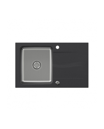 Zlewozmywak granitowo-stalowy QUADRON MICHAEL 111 czarny wpuszczany + syfon save space w kolorze komory