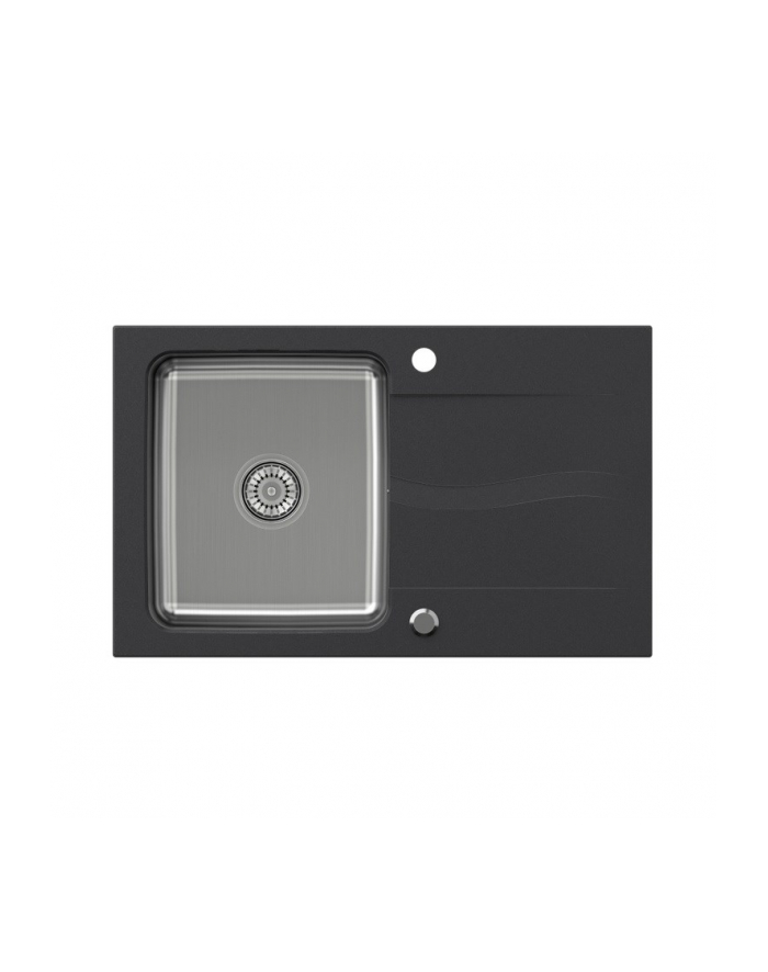 Zlewozmywak granitowo-stalowy QUADRON MICHAEL 111 czarny wpuszczany + syfon save space w kolorze komory główny