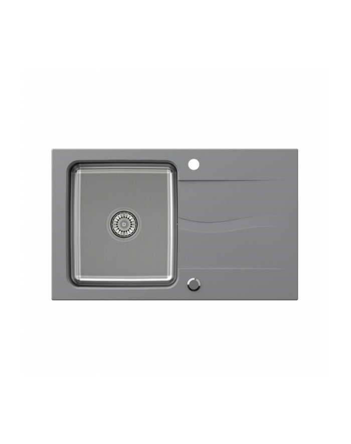 Zlewozmywak granitowo-stalowy QUADRON MICHAEL 111 szary wpuszczany + syfon save space w kolorze komory główny