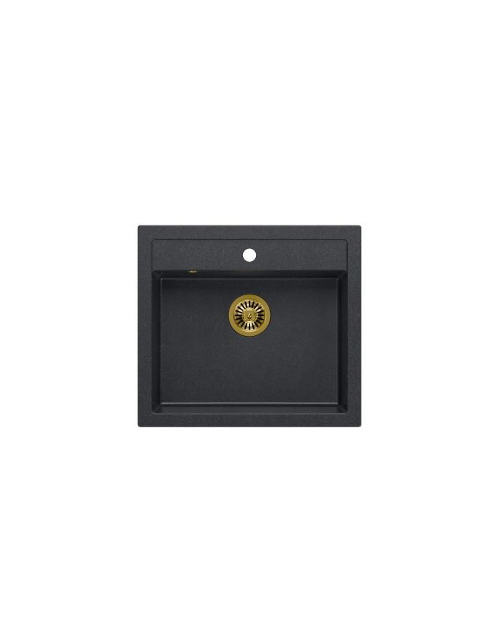 Zlewozmywak granitowy QUADRON BILL 110 czarny wpuszczany + syfon save space w kolorze PVD główny
