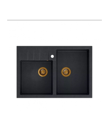 Zlewozmywak granitowy QUADRON BILL 120 czarny nakładany + syfon save space w kolorze PVD
