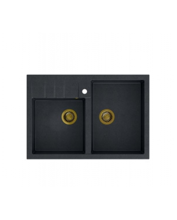 Zlewozmywak granitowy QUADRON BILL 120 czarny nakładany + syfon save space w kolorze PVD