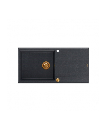 Zlewozmywak granitowy QUADRON EVAN 146 XL czarny wpuszczany + syfon Push-2-Open w kolorze PVD