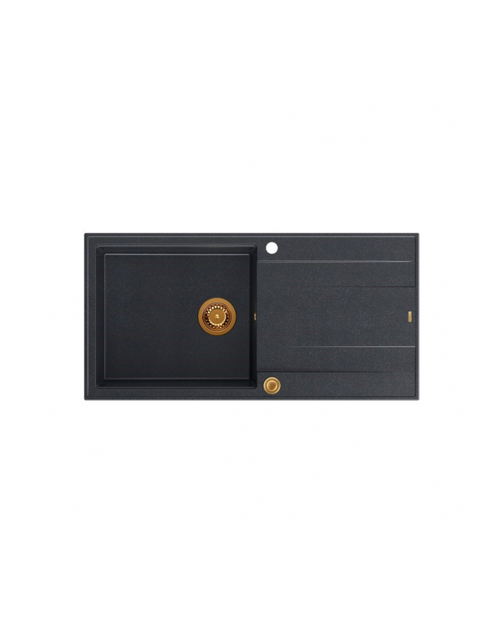 Zlewozmywak granitowy QUADRON EVAN 146 XL czarny wpuszczany + syfon Push-2-Open w kolorze PVD główny
