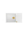 Zlewozmywak granitowy QUADRON EVAN 136 XL biały wpuszczany + syfon Push-2-Open w kolorze PVD - nr 1