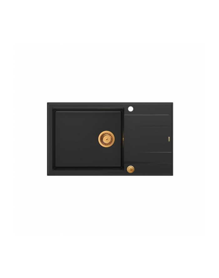 Zlewozmywak granitowy QUADRON EVAN 136 XL czarny wpuszczany + syfon Push-2-Open w kolorze PVD główny