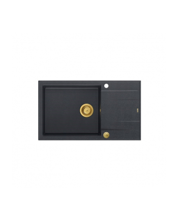 Zlewozmywak granitowy QUADRON EVAN 136 XL czarny wpuszczany + syfon Push-2-Open w kolorze PVD