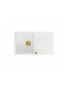 Zlewozmywak granitowy QUADRON EVAN 111 biały wpuszczany + syfon Push-2-Open w kolorze PVD - nr 1