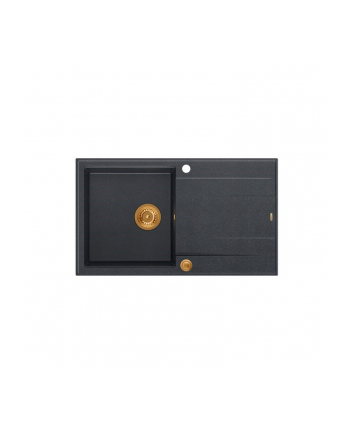 Zlewozmywak granitowy QUADRON EVAN 111 czarny wpuszczany + syfon Push-2-Open w kolorze PVD