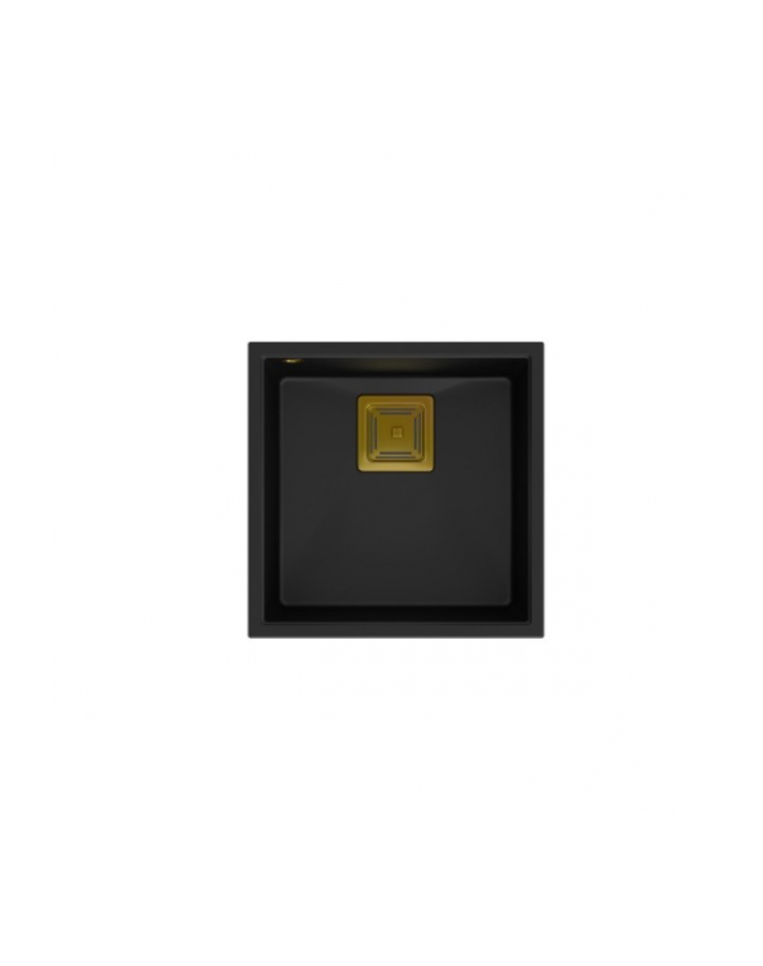 Zlewozmywak granitowy QUADRON DAVID 40 czarny podwieszany + syfon save space w kolorze PVD główny