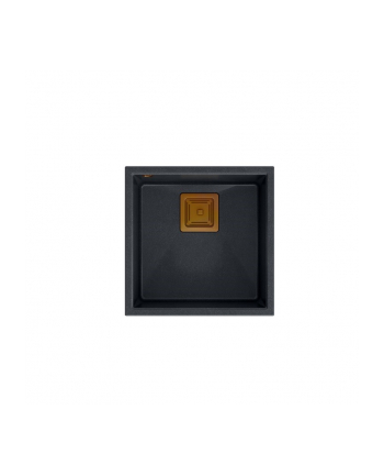 Zlewozmywak granitowy QUADRON DAVID 40 czarny podwieszany + syfon save space w kolorze PVD