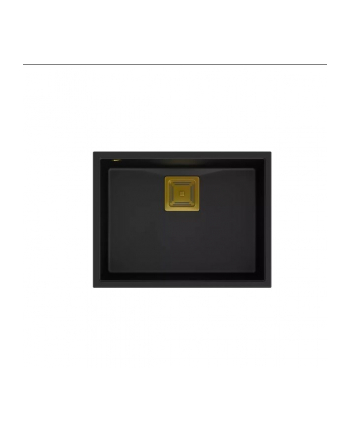 Zlewozmywak granitowy QUADRON DAVID 50 czarny podwieszany + syfon save space w kolorze PVD