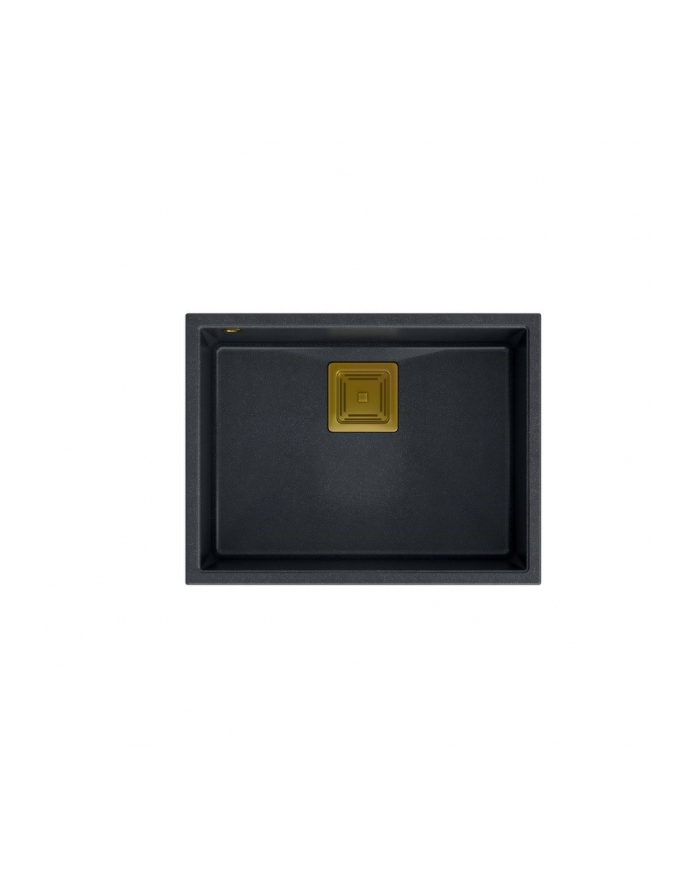 Zlewozmywak granitowy QUADRON DAVID 50 czarny podwieszany + syfon save space w kolorze PVD główny