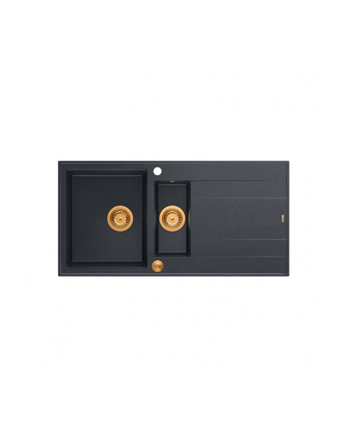 Zlewozmywak granitowy QUADRON EVAN 156 czarny wpuszczany + syfon Push-2-Open w kolorze PVD główny