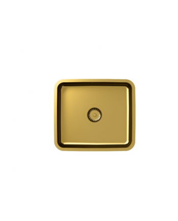 Zlewozmywak stalowy QUADRON NICOLAS złoty podwieszany + syfon save space w kolorze PVD