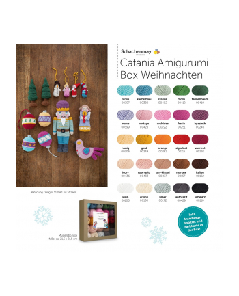 mez crafts Zestaw do szydełkowania (25 kolorów) Catania Amigurumi Box Christmas D-E/EN