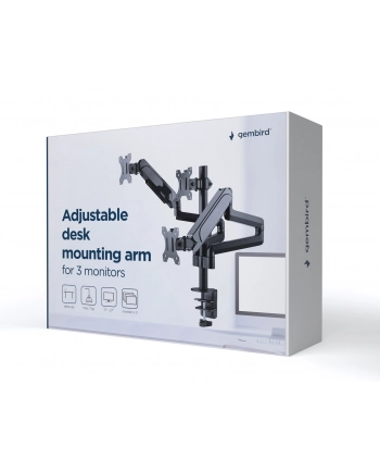 GEMBIRD Biurkowe ramię na 3 monitory - regulowane 17-32inch obciążenie do 7kg