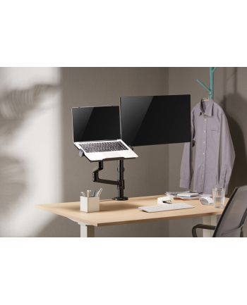 GEMBIRD Regulowany uchwyt biurkowy z ramieniem na monitor i podstawką na notebooka 17-32inch do 8kg