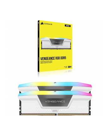 CORSAIR VENGEANCE RGB 64GB 2x32GB DDR5 6000MT/s DIMM Unbuffered 30-36-36-76 Std PMIC XMP 3.0 White Heatspreader RGB LED 1.4V