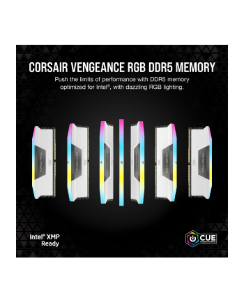 CORSAIR VENGEANCE RGB 64GB 2x32GB DDR5 6000MT/s DIMM Unbuffered 30-36-36-76 Std PMIC XMP 3.0 White Heatspreader RGB LED 1.4V