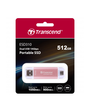 TRANSCEND ESD310P 512GB External SSD USB 10Gbps Type C/A Pink