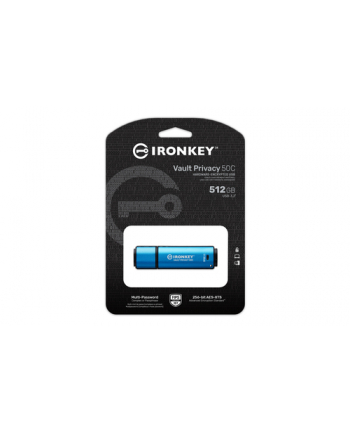 KINGSTON 512GB USB-C IronKey Vault Privacy 50C AES-256 Encrypted FIPS 197