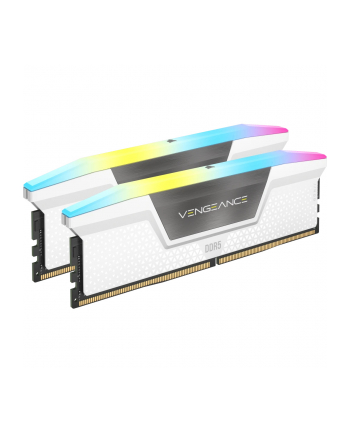 CORSAIR VENGEANCE RGB 64GB 2x32GB DDR5 5600MT/s DIMM Unbuffered 36-36-36-76 Std PMIC XMP 3.0White Heatspreader Black PCB 1.25V