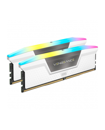 CORSAIR VENGEANCE RGB 64GB 2x32GB DDR5 6000MT/s DIMM Unbuffered 40-40-40-77 Std PMIC XMP 3.0White Heatspreader RGB LED 1.35V