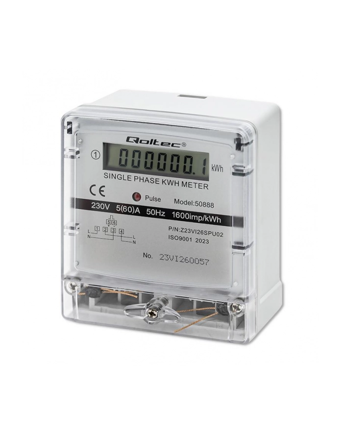 qoltec Jednofazowy elektroniczny licznik | miernik zużycia energii |    230V | LCD główny