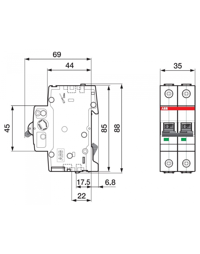 ABB Wyłącznik nadprądowy 1P+N C 50A 6kA AC S201-C50 NA 2CDS251103R0504 główny